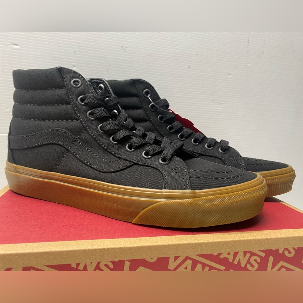 Vans Black and Tan High-Top Athletic Shoes